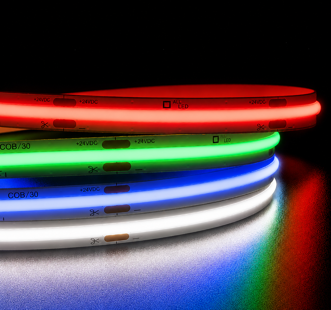COB Seamless LED Strip 24V IP65 RGBCW 10W/m - Sold Per Metre