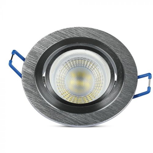 V-Tac Elegant Round Shaped Aluminium GU10 Bulb Holder in Brushed Aluminium (VT-782) This is a Product image