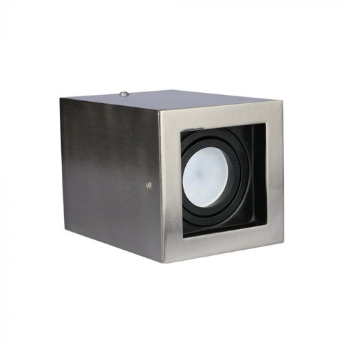 V-Tac GU10 Square Shaped Surface Mounting Satin Nickel Spotlight Fitting (VT-797) This is a Product image