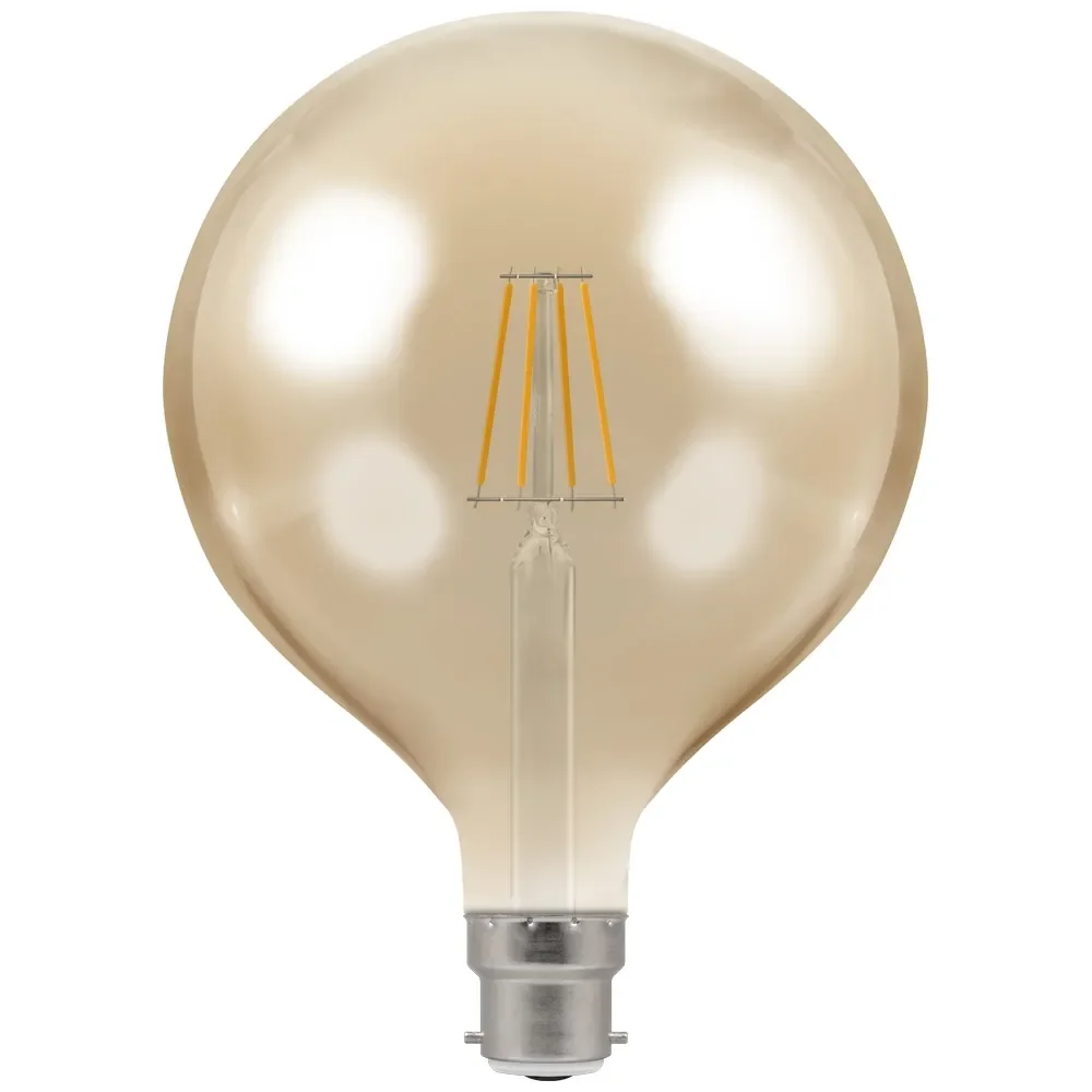 Crompton Globe LED G125 Light Bulb B22 7.5W (60W Eqv) Dim Extra Warm White Antique Filament Bayonet Vintage Large