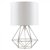 MiniSun Angus Geometric Satin Nickel Base Table Lamp White Shade