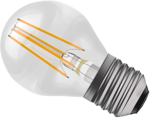Bell Lighting 3.3W LED Filament Clear Round Dimmable - ES, 2700K (40W Alternative) This is a Product image