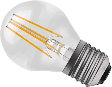 Bell Lighting 3.3W LED Filament Clear Round Dimmable - ES, 4000K (40W Alternative) This is a Product image