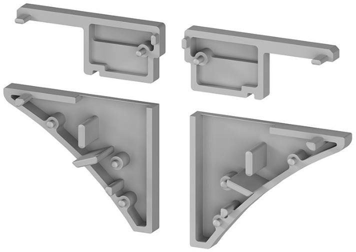 P10-1 Strip Grey Profile End Cap Plastic Mounting Set