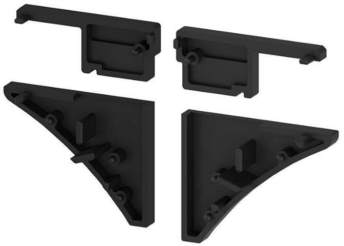 P10-1 Strip Black Profile End Cap Plastic Mounting Set