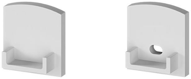 P4-4 Strip Surface Mounted Grey Micro Profile End Cap Set (For C21 Diffusers) Rounded-Top