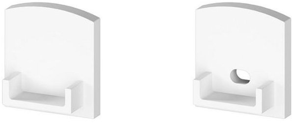 P4-4 Strip Surface Mounted White Profile End Cap Set (For C21 Diffusers) Rounded-Top