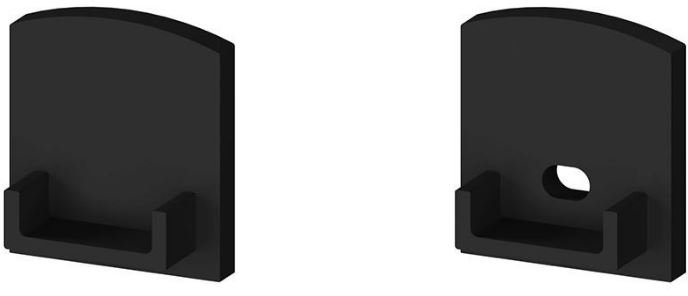 P4-4 Strip Surface Mounted Black Micro Profile End Cap Set (For C21 Diffusers) Rounded-Top