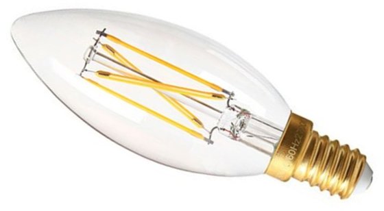 Girard Sudron 4W Small Edison Screw Very Warm White 320LM Dimmable Clear C35 Filament LED Candle This is a Product image