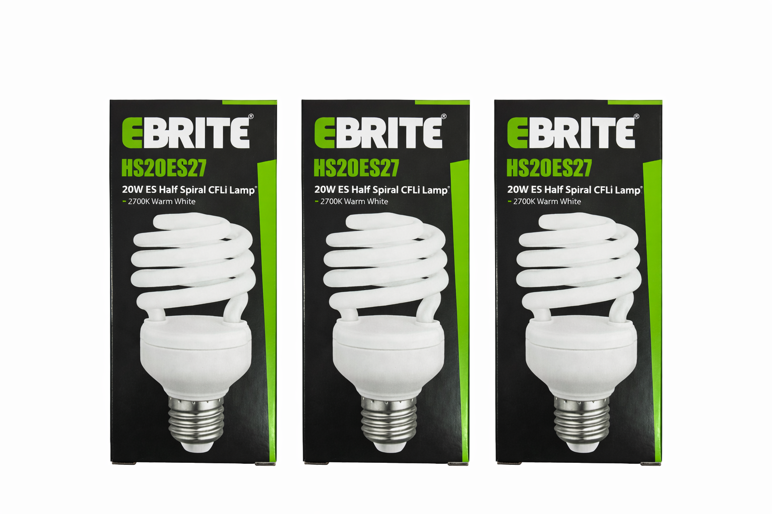 3 Pack 20W ES Half Spiral CFLi Lamp, Very Warm White 2700K, E27 Cap