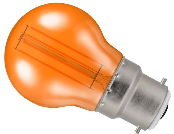 Crompton Golfball LED Light Bulb B22 4.5W Orange Translucent Harlequin Round Bayonet Coloured Outdoor Filament