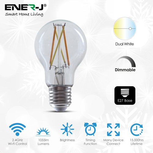 8.5W Wifi LED Filament GLS ES CCT By Ener-J