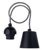 Girard Sudron Black Plastic E27 Pendant Lampholder - 0.8m Textile Black & White Cable