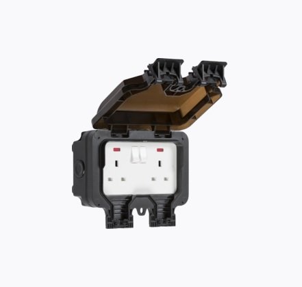 Knightsbridge 13A (Black With Neons) 2G DP Switched Socket