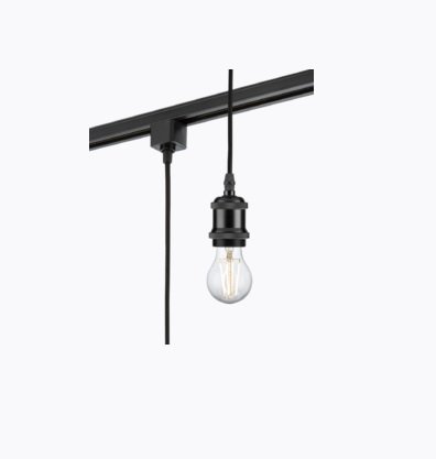 Knightsbridge Vintage E27 Track Pendant - Black (1.8 Metres)