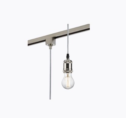 KnightsBridge 230V 1.8M E27 Vintage Track Pendant - Brushed Chrome