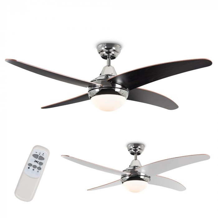 Apache Chrome Wood 48 Ceiling Fan With
