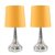 MiniSun Pair Of Teardrop Touch Table Lamp Chrome & Mustard Shade