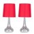MiniSun Pair Of Teardrop Touch Table Lamp Chrome Red Shade