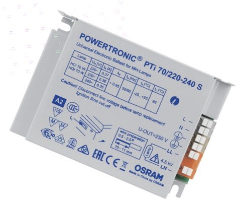 Ballast électronique OSR. POWERTRONIC PTi 70 SNAP - 70W Pour Lampes MH Et HPS - Entrée 220-240V - Connecteurs à Vis Inclus Ballast MH HPS 70W OSR