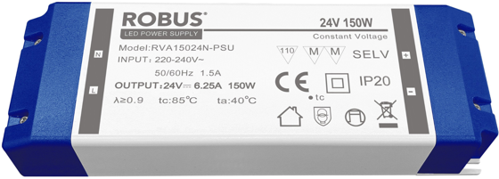 Robus VEGAS 150W 24V Non Dimmable Constant Voltage Driver IP20 This is a Product image