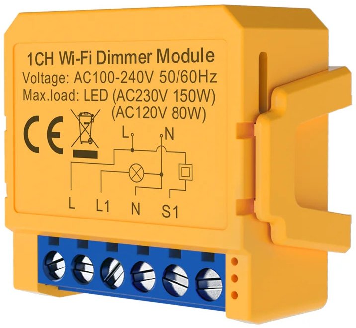 ENER-J 1Ch Wifi + Ble Dimmable Switch Module, Max Load 150W Led, Orange