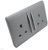 Trendi 2 Gang 13 Amp Long Switched Plug in Silver