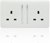 Trendi 2 Gang 13 Amp Long Switched Plug in White