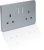 Trendi 2 Gang 13 Amp Short Switched Plug in Silver