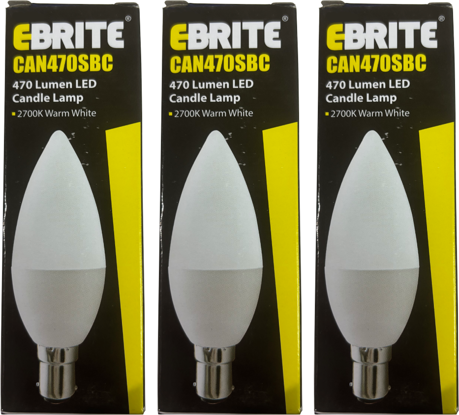 5.5W LED Candle Lamp 2700K Very Warm White - 2700K (Pack of 3)