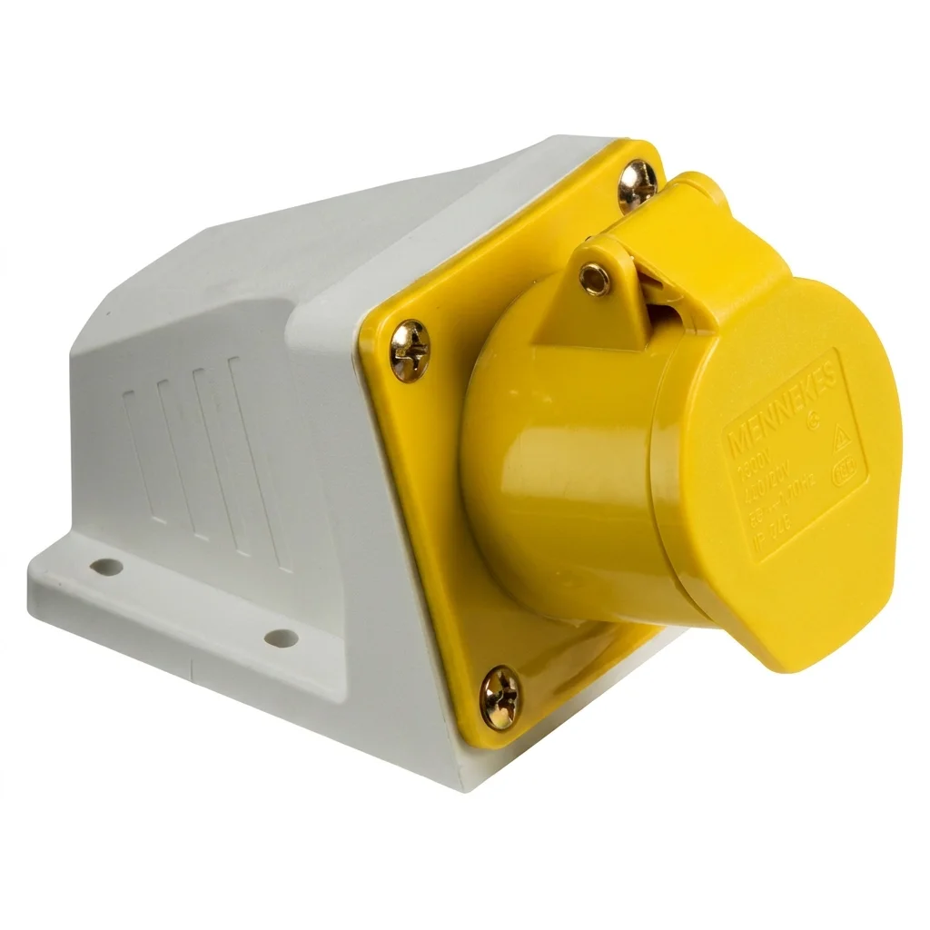 KnightsBridge 110V IP44 16A Angled Surface Mount Socket 2P+E