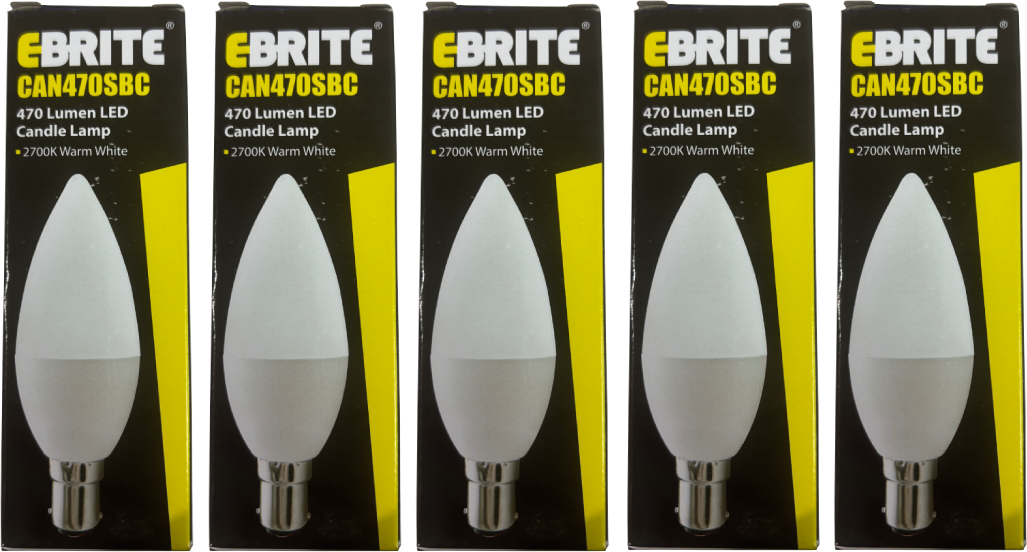 5.5W LED Candle Lamp 2700K Very Warm White - 2700K (Pack of 5)