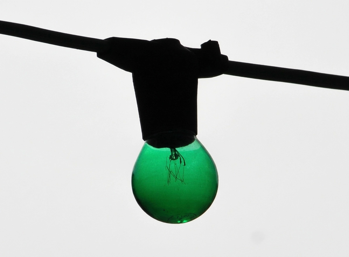 Green Light Bulb - Golfball String Green coloured light bulb on a festoon string.