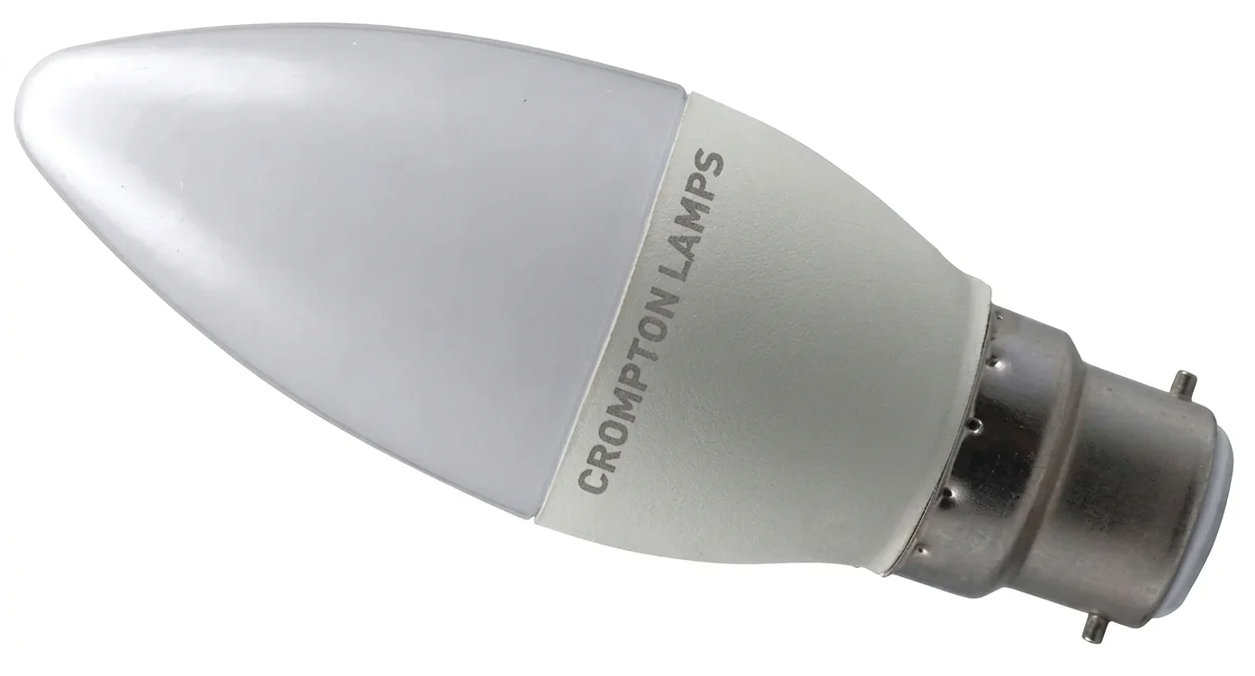 Crompton 5.5W 22mm Ba22d/BC LED Candle Daylight (860/865) Non-Dimmable - 40W Equivalent