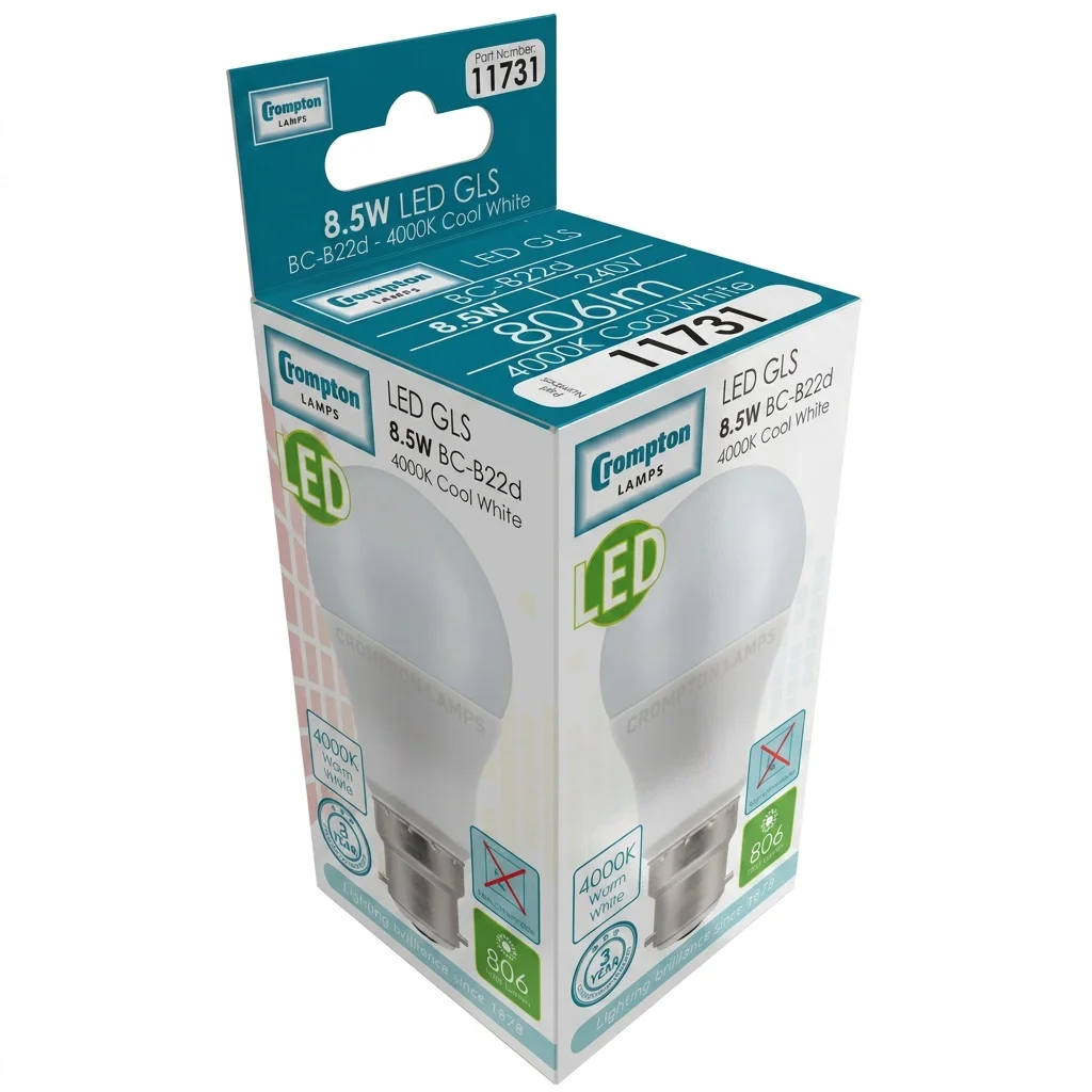 Crompton LED GLS 7W BC Cool White (60W Equivalent) Light Bulb