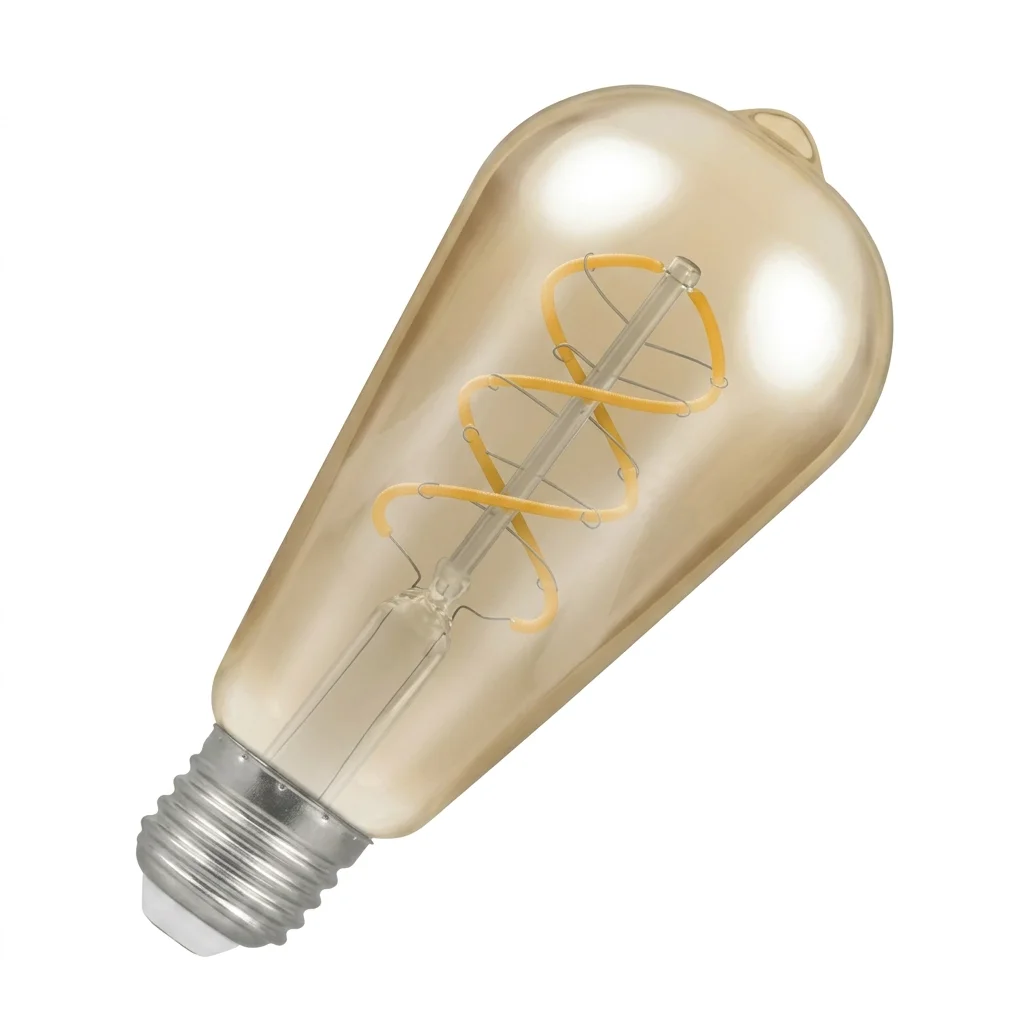 Photos - Light Bulb Crompton 6W Antique Spiral Filament ST64 ES 2200K Gold Finish LED Bulb 6607-1 