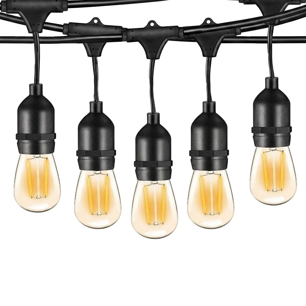 Ener-J Smart 15.2M Filament String Lights Kit, 15 x 2W Dimmable LED Bulbs, IP65
