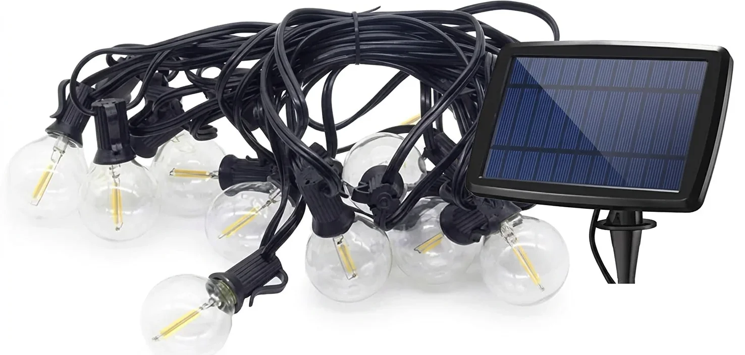 Ener-J 7.5M Solar String Lights, 25 Warm White LED Lamps, IP64 Rated