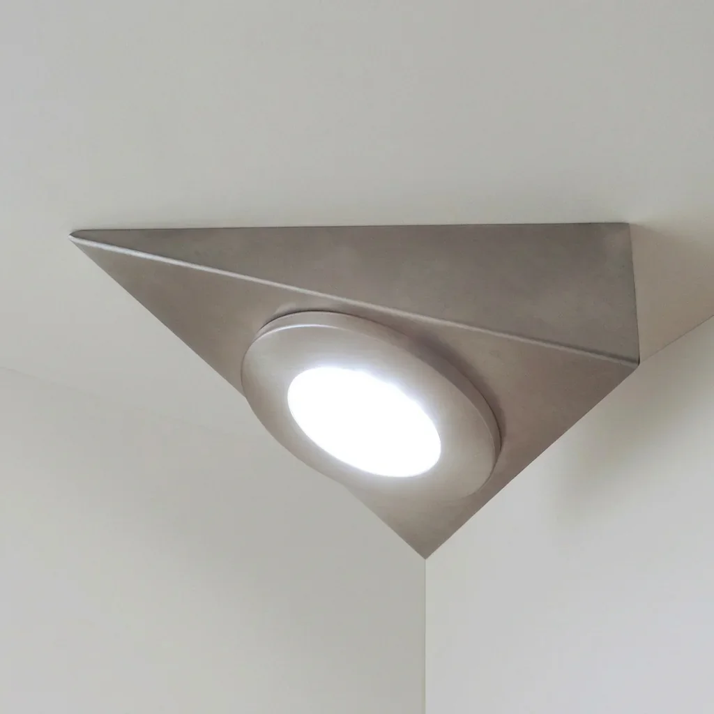 Eterna 1.7W Warm White LED Triangle Cabinet Downlight Brushed Nickel