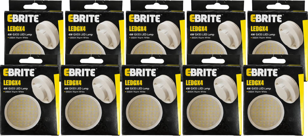 10 Pack 4W GX53 LED Lamp Warm White - 3000K