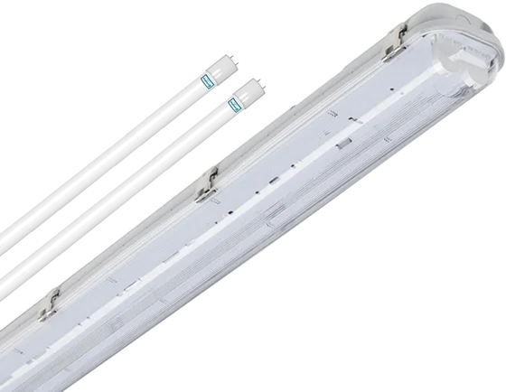 Twin Anti Corrosive 5 foot LED Ready Fitting with 2x LED T8 Tubes Cool White - 4000K This is a Product image