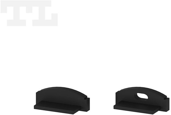P4-3 Strip Recessed Black Profile End Cap Set (For C1 & C4 Diffusers) Rounded-Top This is a Product image