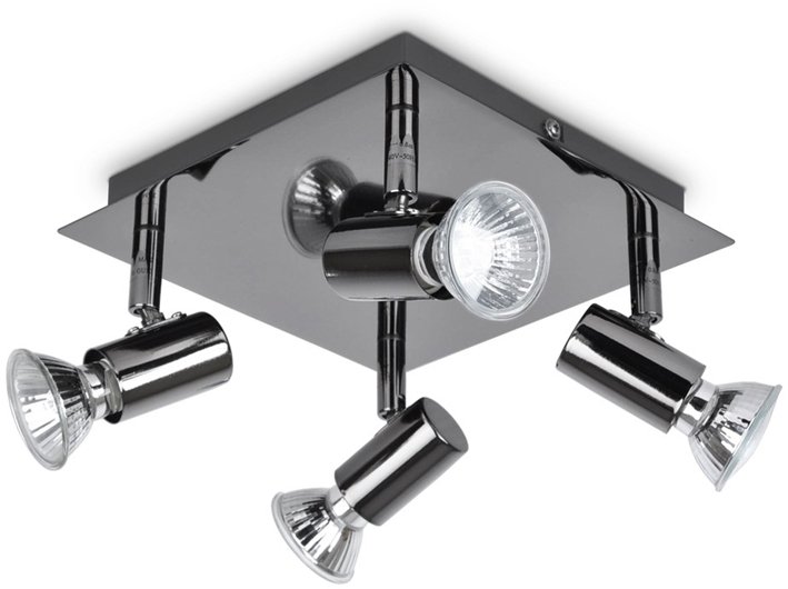 MiniSun 4 Way Square Plate Spotlight Black Chrome