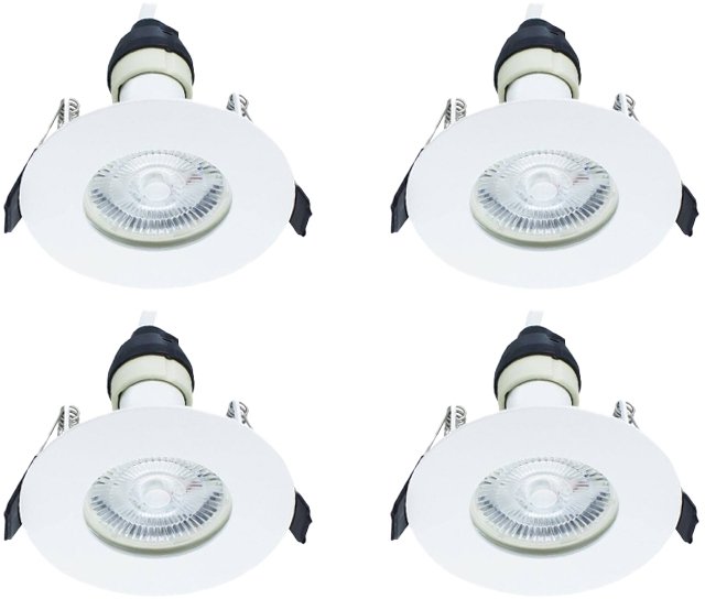 4 Pack Integral Evofire Fire Rated LED Downlights IP65 GU10 Lampholder White