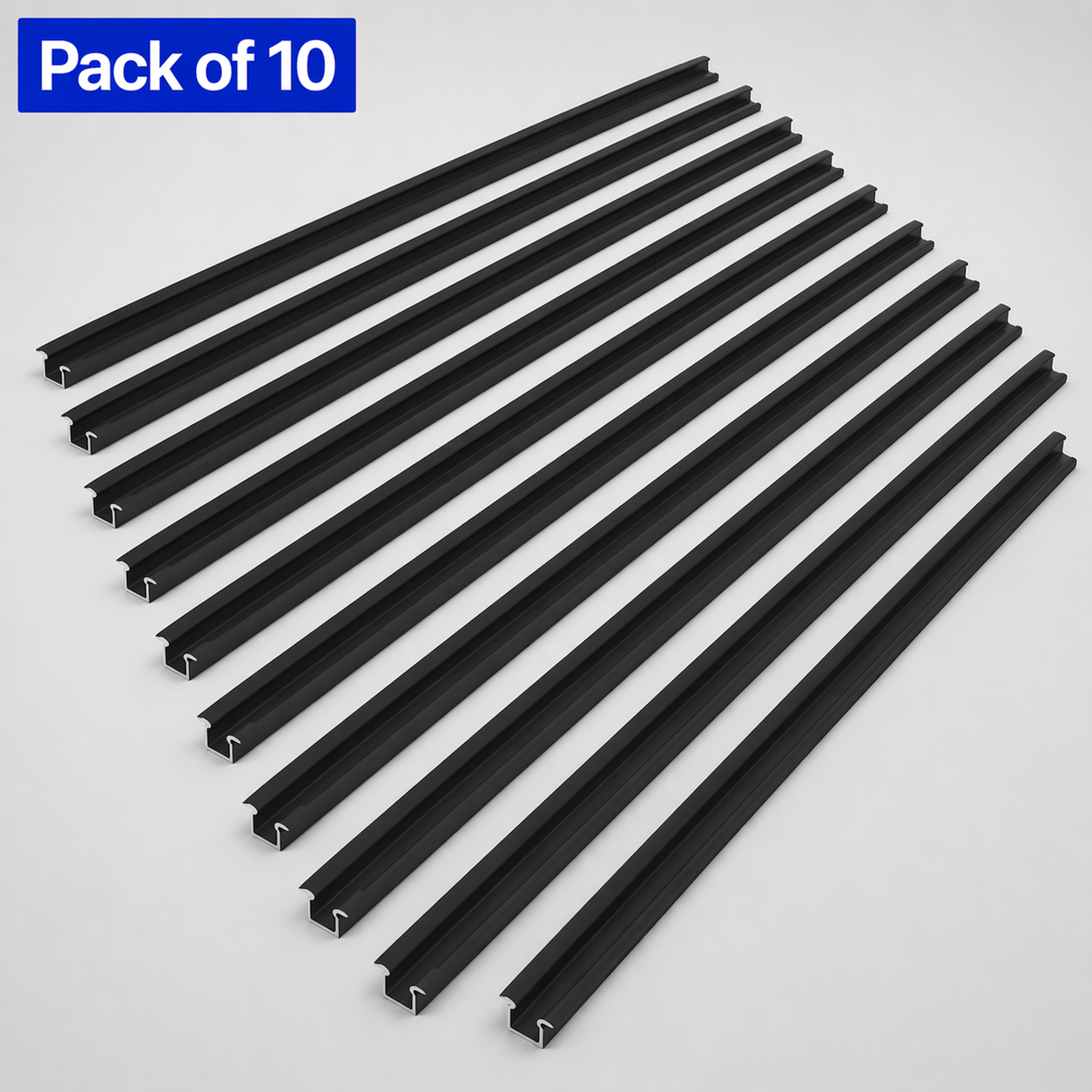 10 Pack 2 Metre Recessed Anthracite Grey LED Profile P6-1 (25mm x 6.2mm) with Clear Cover