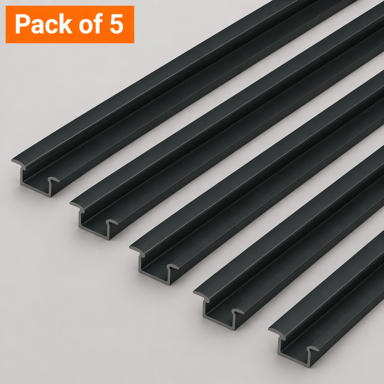 5 Pack 2 Metre Recessed Anthracite Grey LED Profile P6-1 (25mm x 6.2mm) with Opal Cover