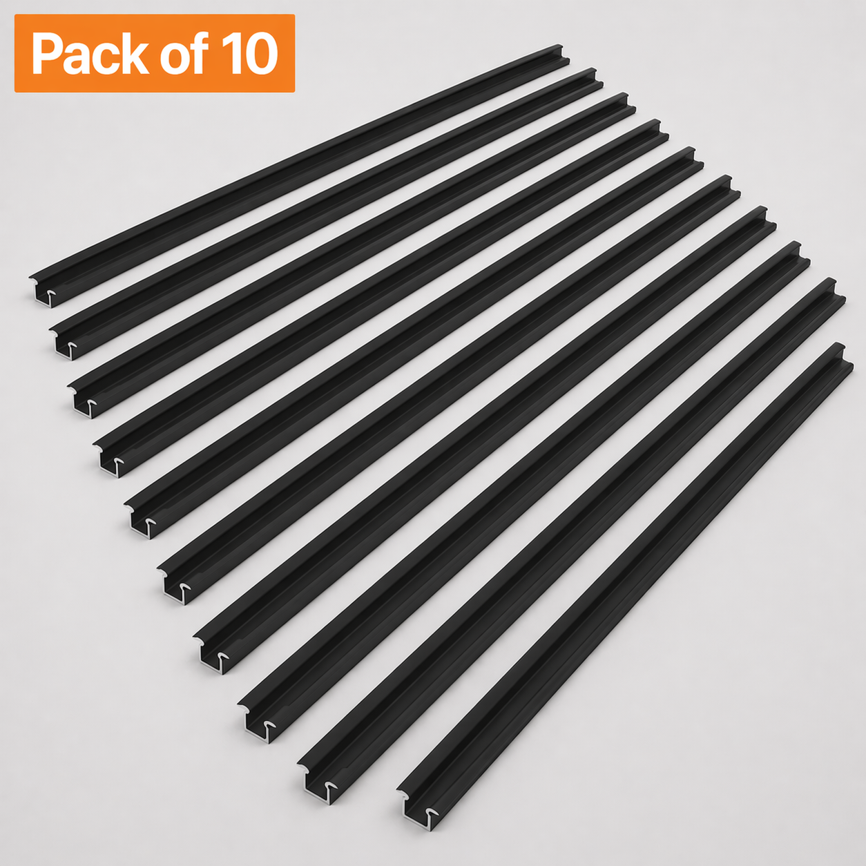 10 Pack 2 Metre Recessed Anthracite Grey LED Profile P6-1 (25mm x 6.2mm) with Opal Cover