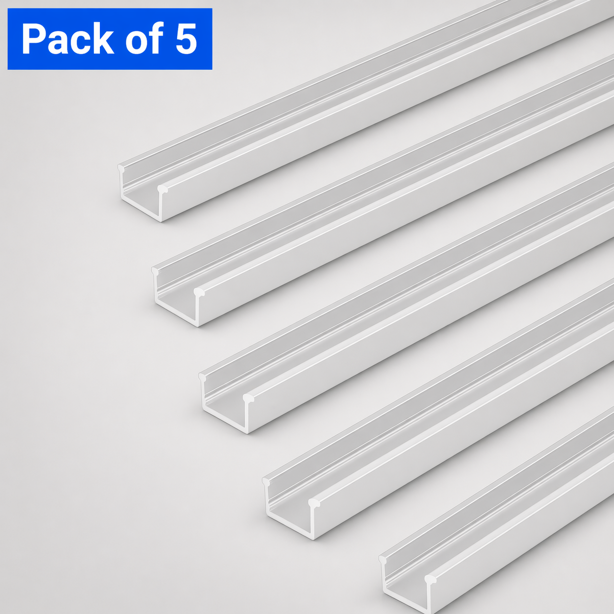 5 Pack 2 Metre Recessed Aluminium LED Profile P6-1 (15mm x 6.2mm) Clear Cover