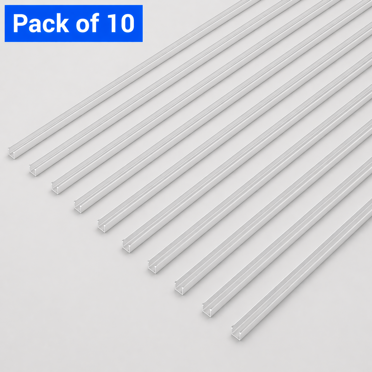 10 Pack 2 Metre Recessed Aluminium LED Profile P6-1 (15mm x 6.2mm) Clear Cover