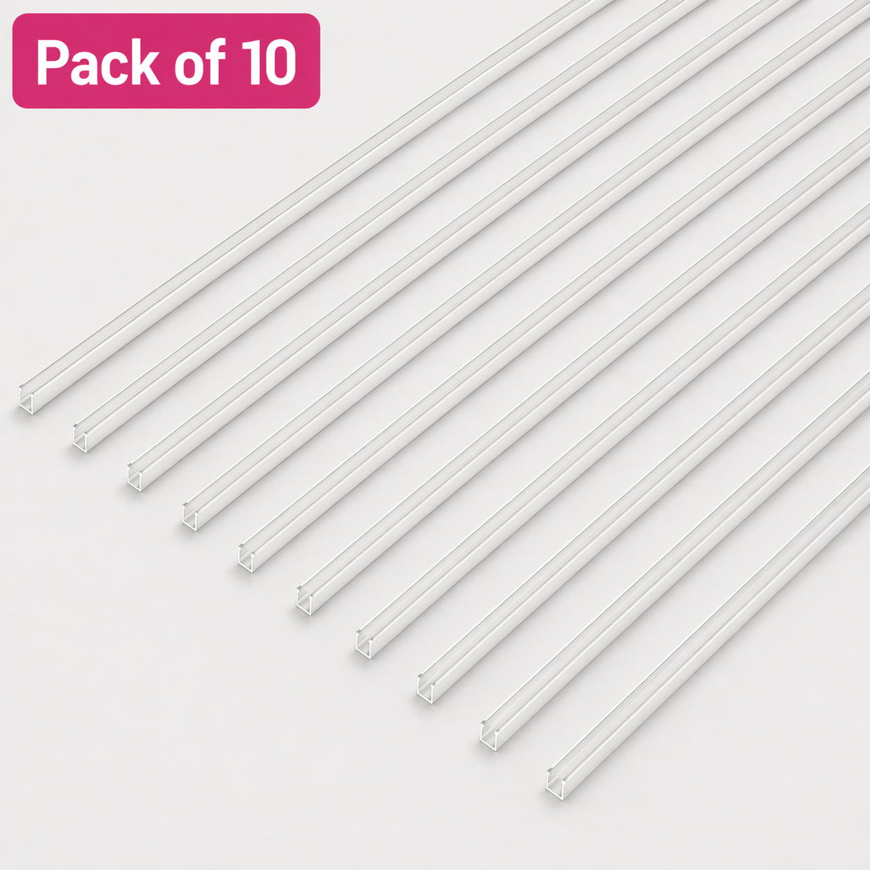 10 Pack 2 Metre Recessed Aluminium LED Profile P6-1 (15mm x 6.2mm) Opal Cover